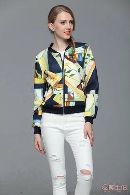 【廠家直銷2016秋冬爆款歐美印花棒球服外套女裝批發(fā)Y12】常熟市服裝城悅衣服飾商行 - 產(chǎn)品庫(kù)